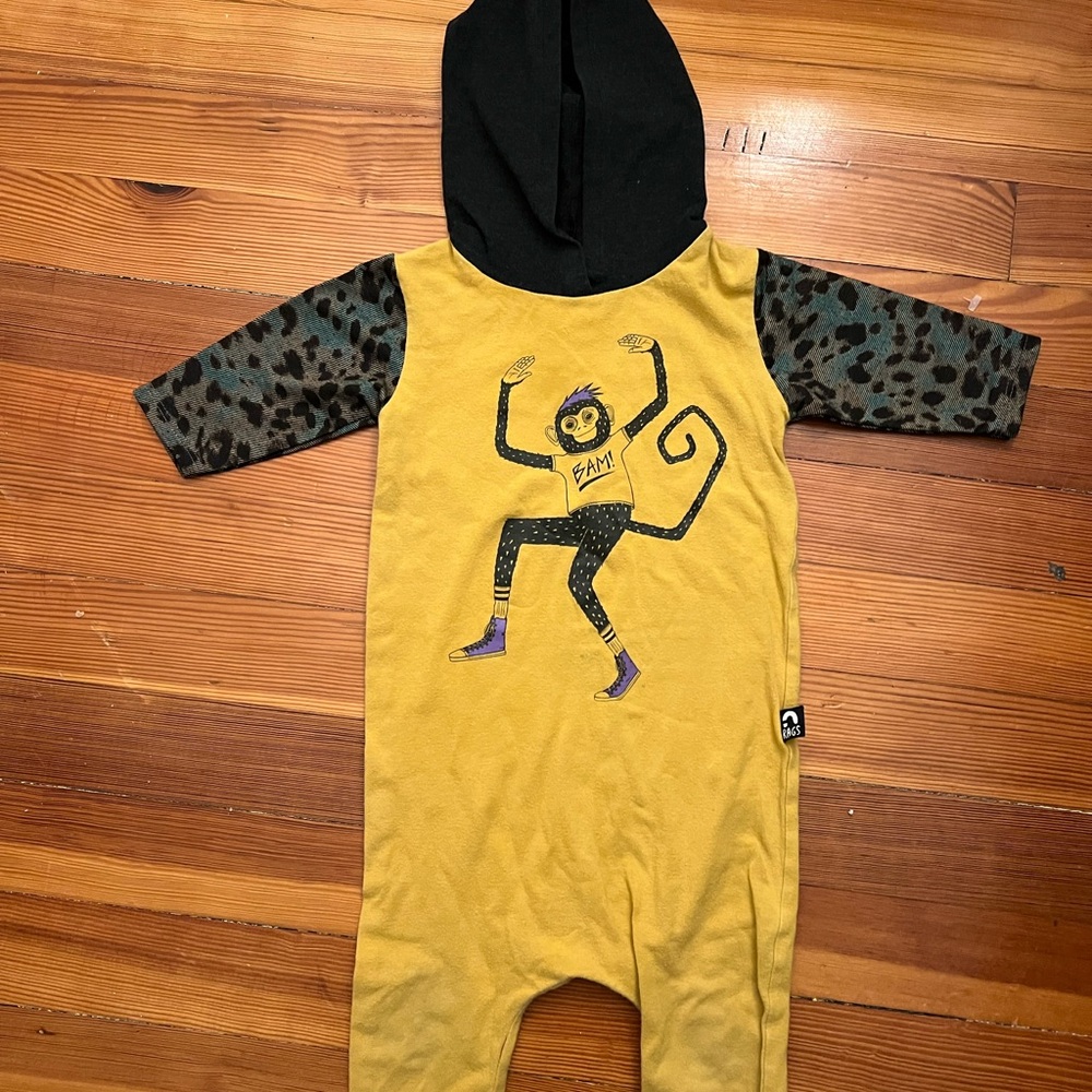 Rags to Raches hooded dancing monkey romper 18-24 month
